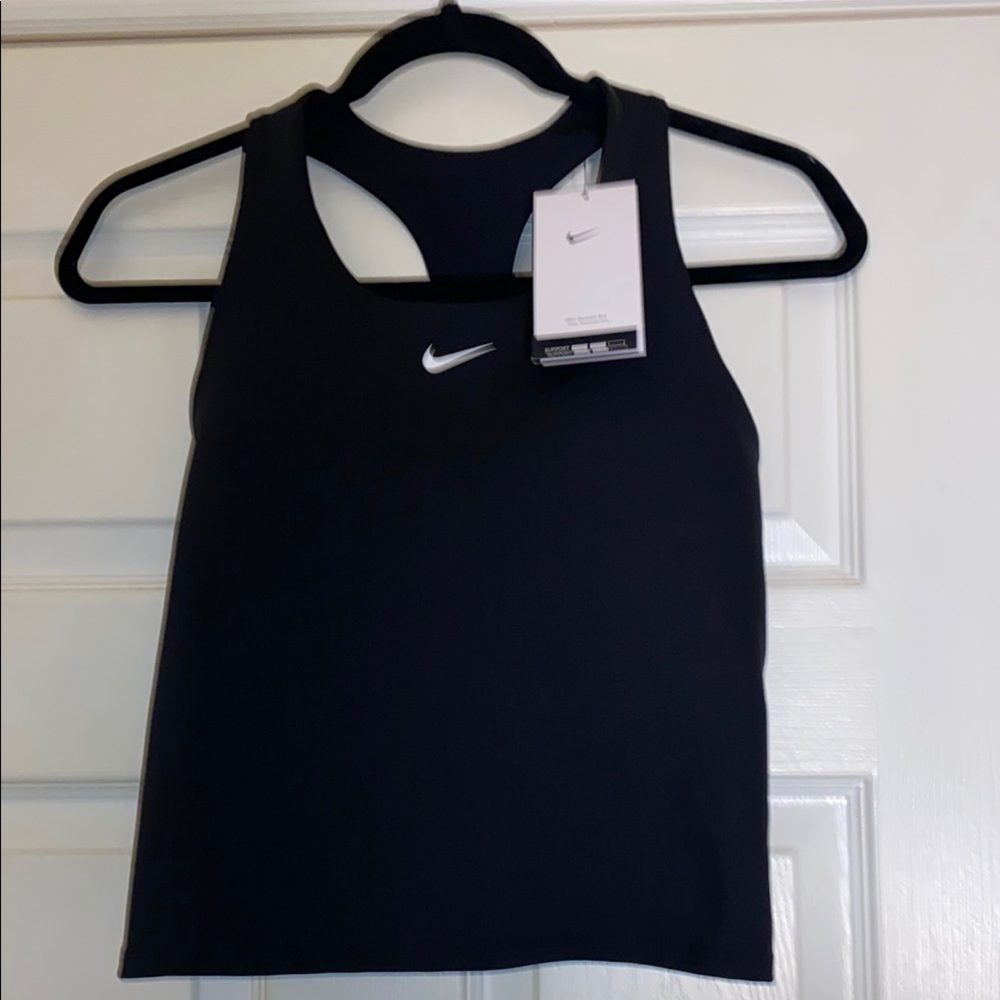 NWT Nike Dri-Fit Swoosh Black Training Bra Raceback Tank Top Size XL Juniors